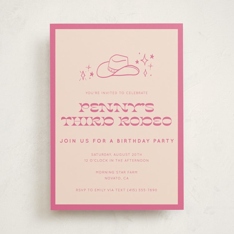 "cowgirl birthday" - Children's Birthday Party Invitations in Peony by Rachel Cassel - Front