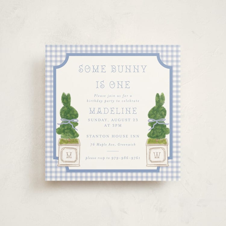 "Topiary" - Children's Birthday Party Invitations in Periwinkle by Jenna Holcomb - Front