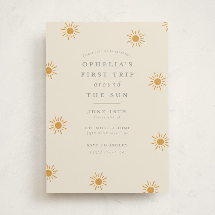 "Sun Toss" - Children's Birthday Party Invitations in Golden Sun by Meggy Masters - Front
