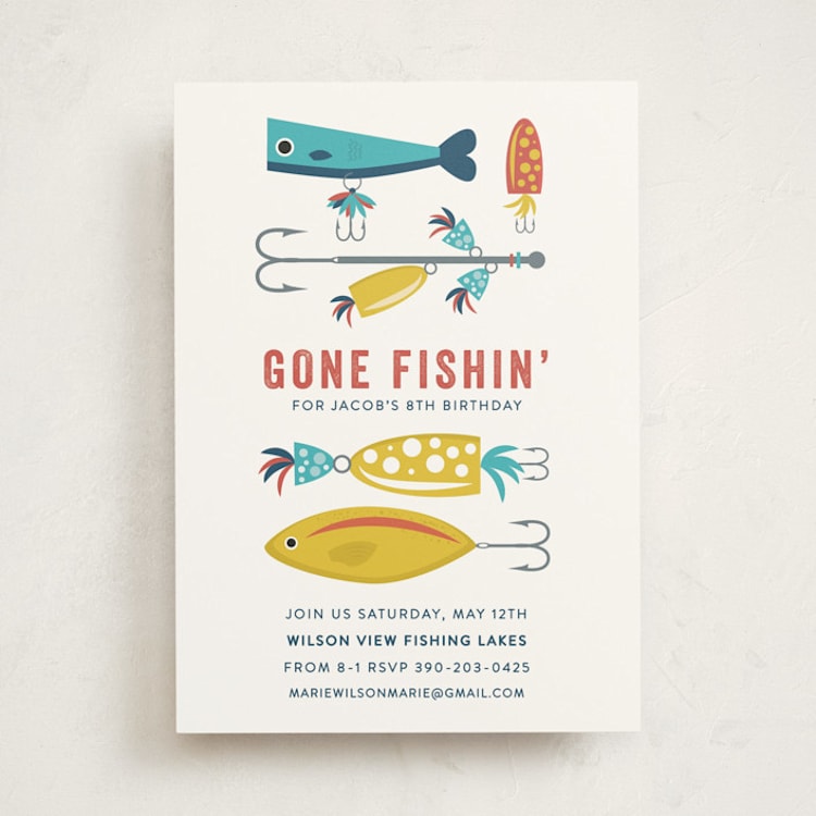 "Gone Fishin'" - Children's Birthday Party Invitations in Ocean by Bethany Anderson - Front