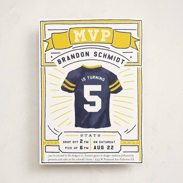 "MVP Collectors Card" - Children's Birthday Party Invitations in School Bus by Shiny Penny Studio - Front