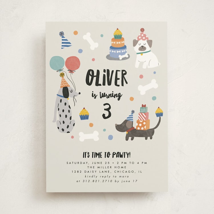 "Party Puppers" - Children's Birthday Party Invitations in Classic by Lehan Veenker - Front