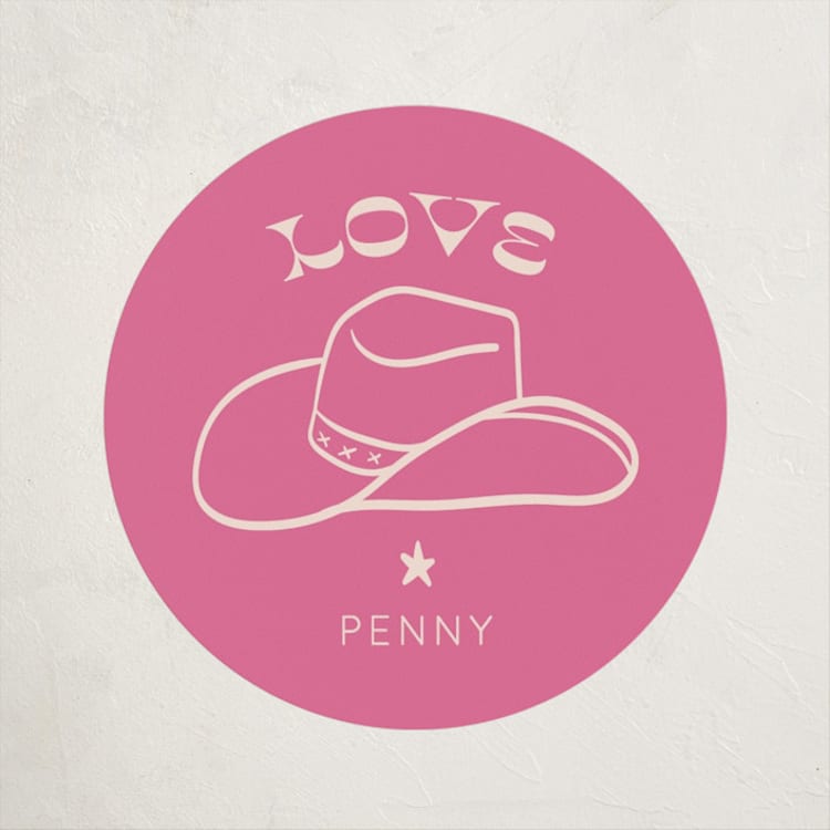 "Cowgirl" - Children's Birthday Party Stickers in Peony by Rachel Cassel - Front