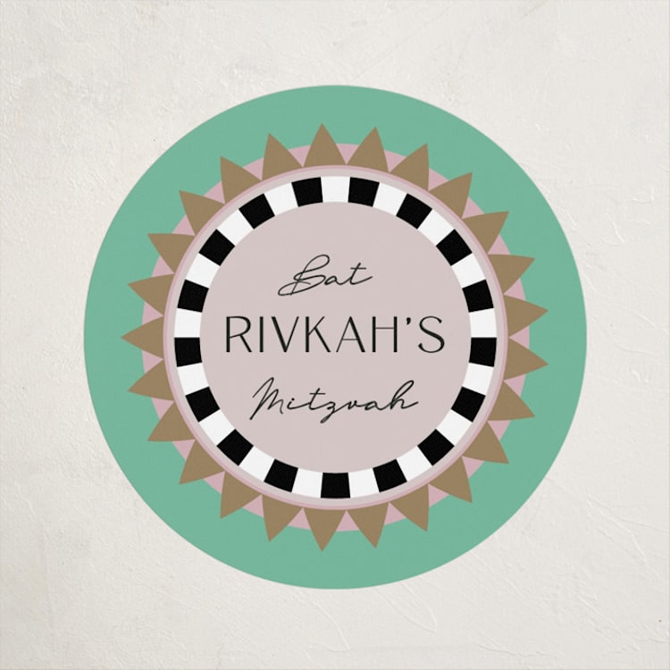 "Hollywood Deco" - Children's Birthday Party Stickers in Aqua by Becky Nimoy - Front