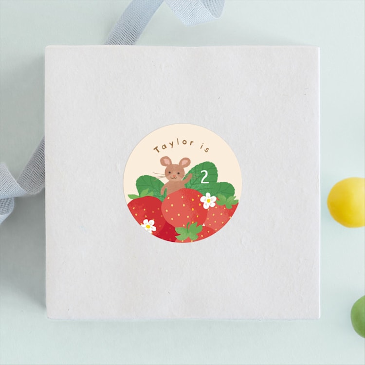 "Berry special" - Children's Birthday Party Stickers in Vanilla by Jennifer Wick - Front