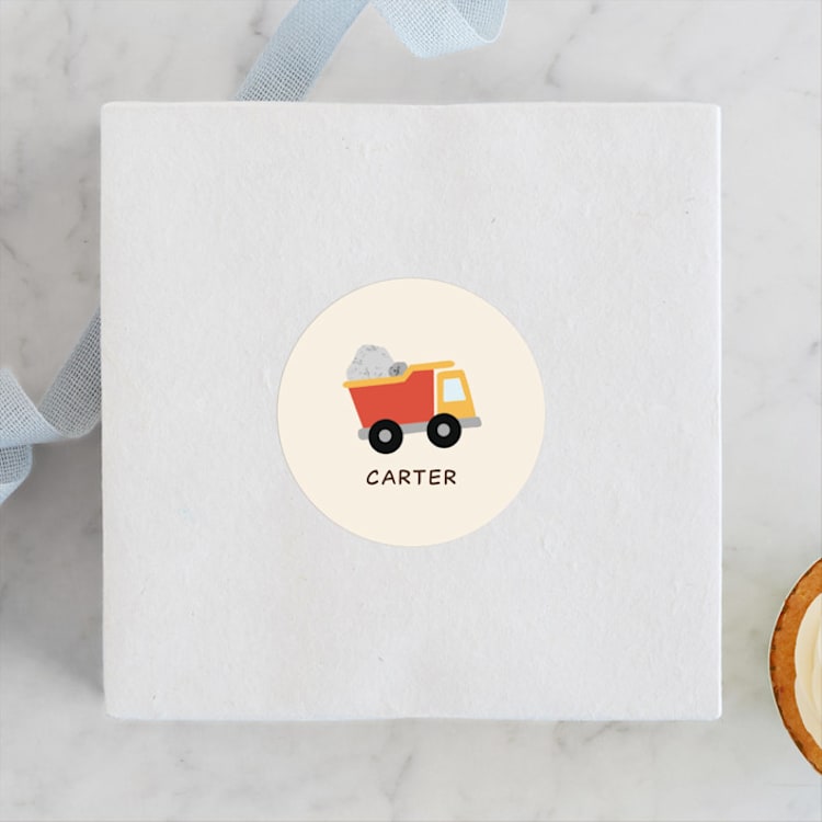 "Digging" - Children's Birthday Party Stickers in Dirt by Megan Cash - Front