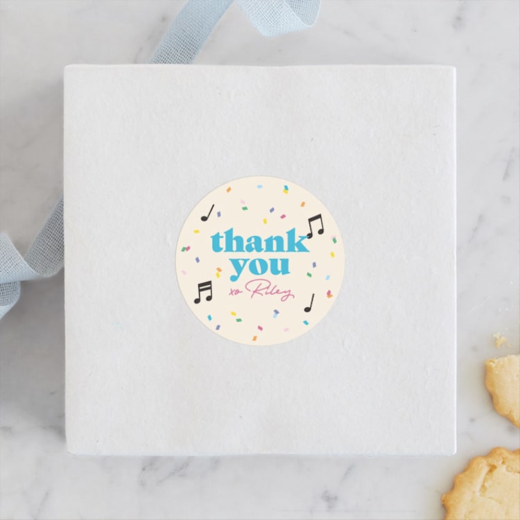 "Karaoke Time" - Children's Birthday Party Stickers in Electric Blue by Lisa McLean - Front