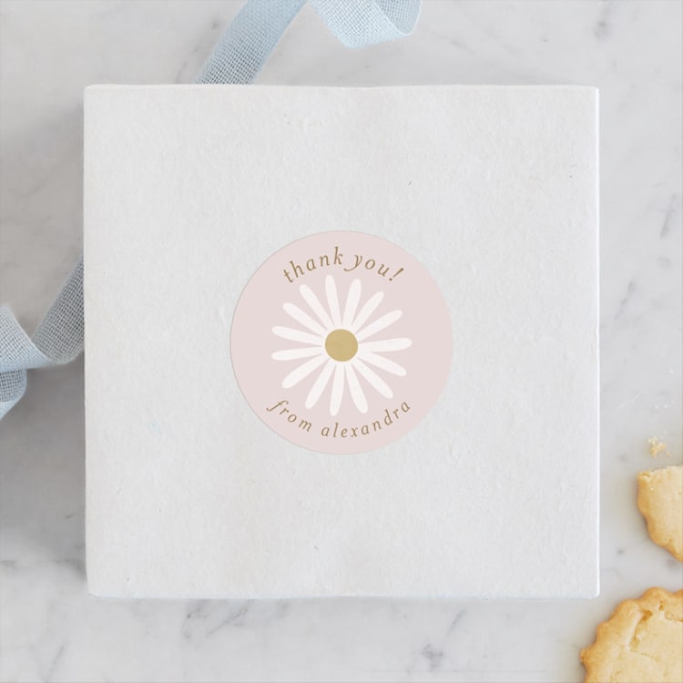 "Flower Power Party" - Children's Birthday Party Stickers in Rose by Joanna Griffin - Front