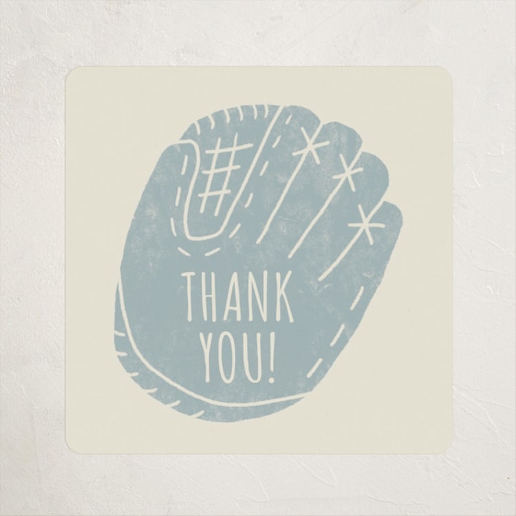 "Baseball Birthday" - Children's Birthday Party Stickers in Sky by Rebekah Canavan - Front