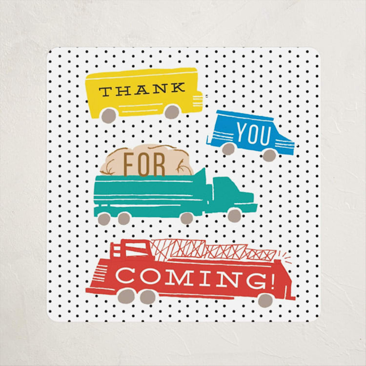 "Things that G0" - Children's Birthday Party Stickers in Bright Turquoise by Shiny Penny Studio - Front