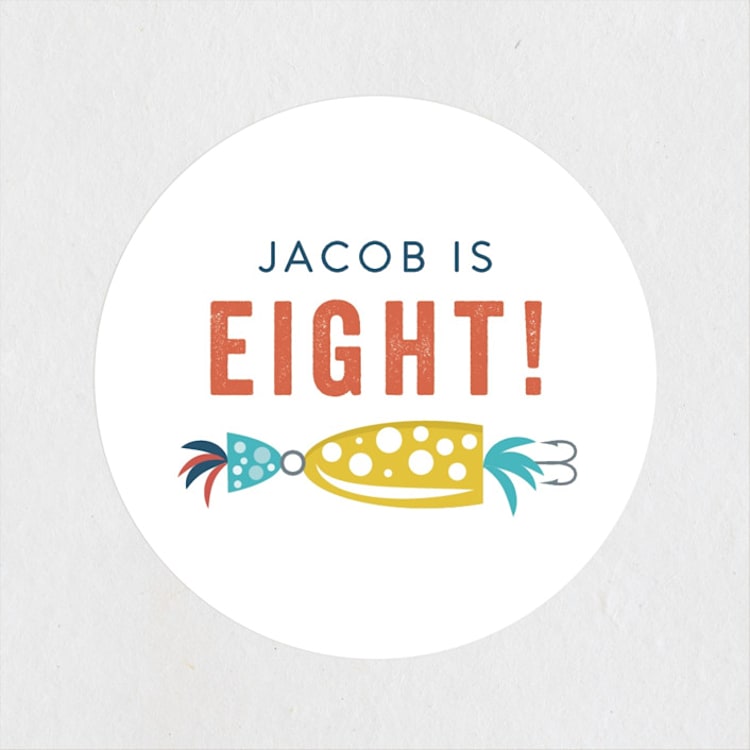 "Gone Fishin'" - Children's Birthday Party Stickers in Ocean by Bethany Anderson - Front