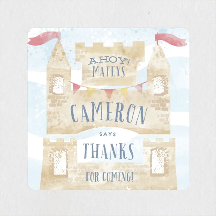 "shore-n-sandcastles" - Children's Birthday Party Stickers in Seashore by silverscreen studio - Front