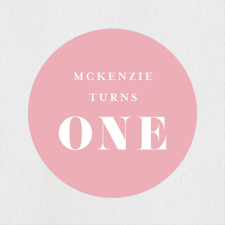 "Turning One" - Children's Birthday Party Stickers in Ebony by Kasia Labocki - Front