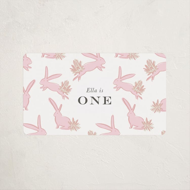 "Some Bunny" - Children's Birthday Party Stickers in Peony by Julie Murray - Front