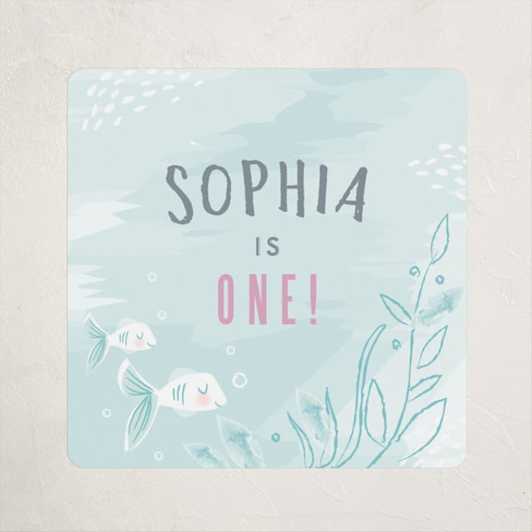 "Under The Sea" - Children's Birthday Party Stickers in Pond by Karidy Walker - Front