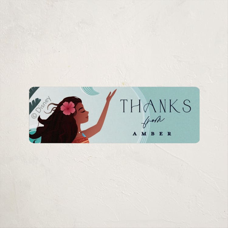 "Disney's Moana of Motunui" - Children's Birthday Party Stickers in Ocean by Ana de Sousa - Front