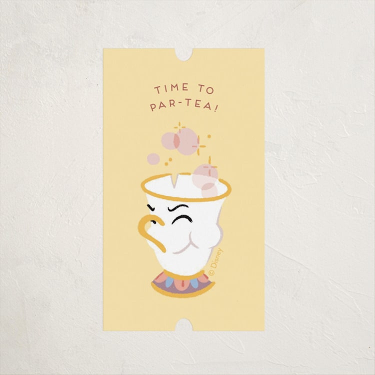 "Disney Enchanted Beauty And The Beast Tea Party" - Children's Birthday Party Stickers in Lemonade by Rebecca Smith - Front