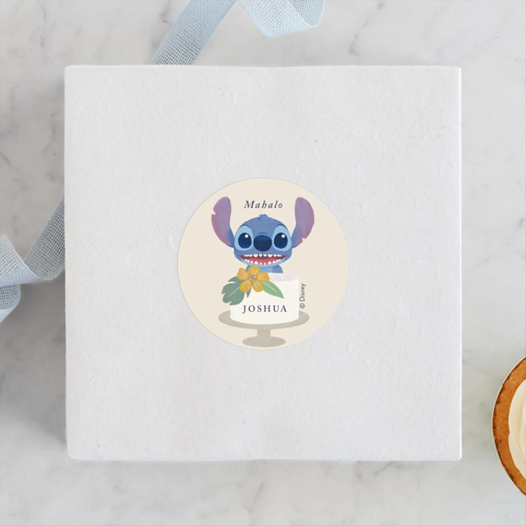 "Disney Keiki Cake" - Children's Birthday Party Stickers in Coconut by Griffinbell Paper Co. - Front