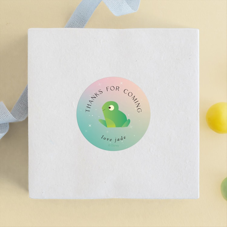 "Tiana from Disney's The Princess And The Frog" - Children's Birthday Party Stickers in Spearmint by lori jacobs wemple - Front