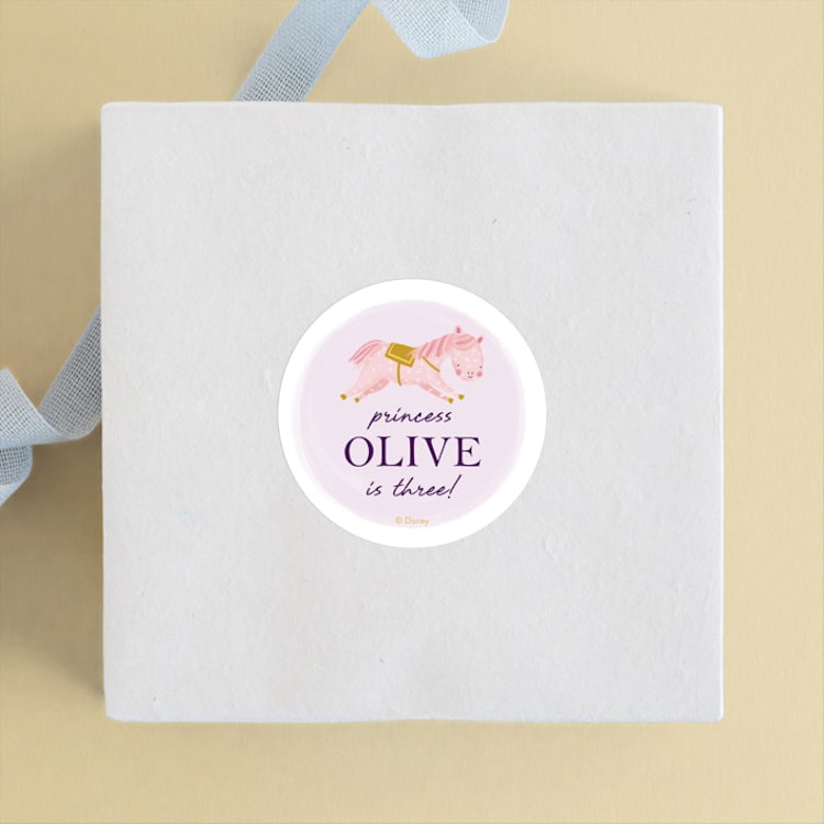 "Disney's Tangled Floral Birthday Invite" - Children's Birthday Party Stickers in Lilac by Katherine Dietz - Front