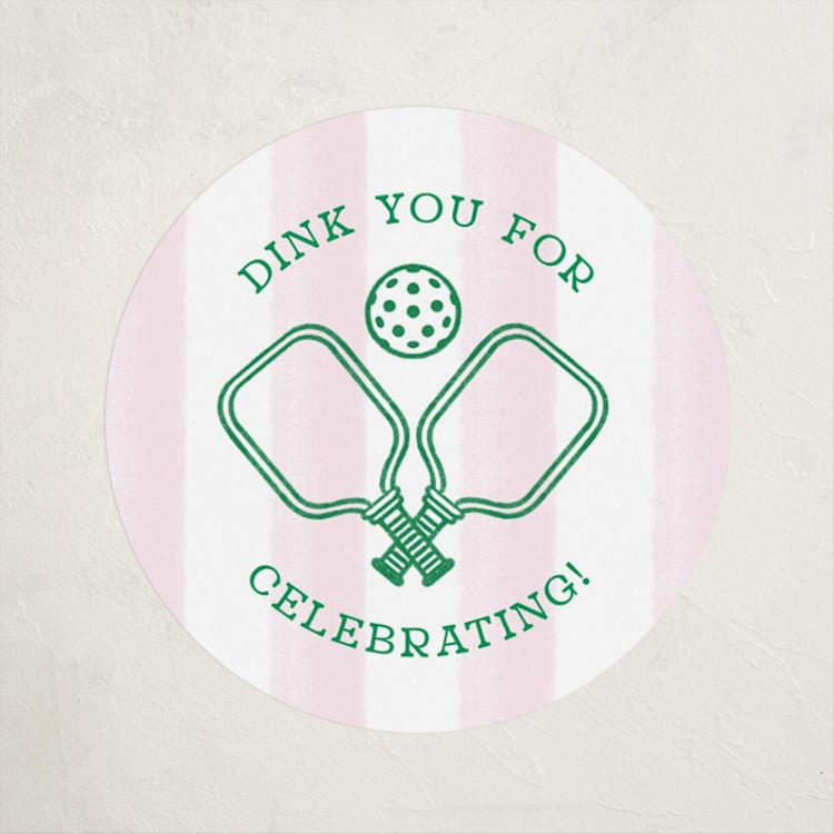 "Hit the Court" - Children's Birthday Party Stickers in Petal by Kiersten Garner - Front