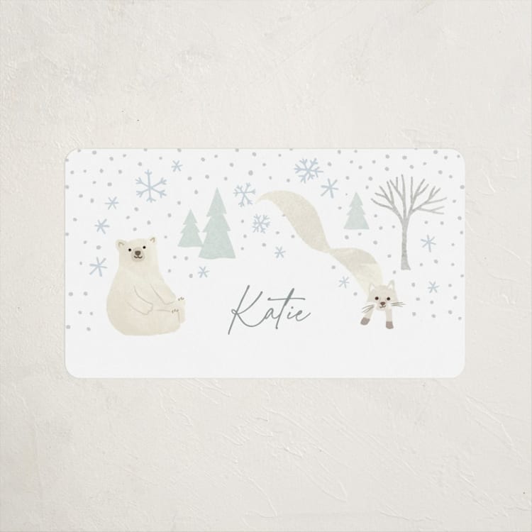 "Arctic friends" - Children's Birthday Party Stickers in Seafoam by Jennifer Wick - Front