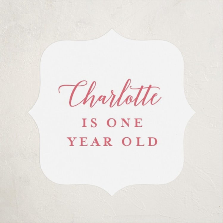"Big Script" - Children's Birthday Party Stickers in Blush by Genna Blackburn - Front