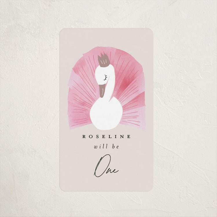"Our Swan Princess" - Children's Birthday Party Stickers in Candy by Kanika Mathur - Front