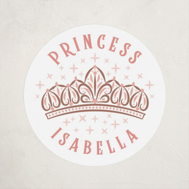 "Princess Carriage" - Children's Birthday Party Stickers in Ballerian Pink by Paper Sun Studio - Front