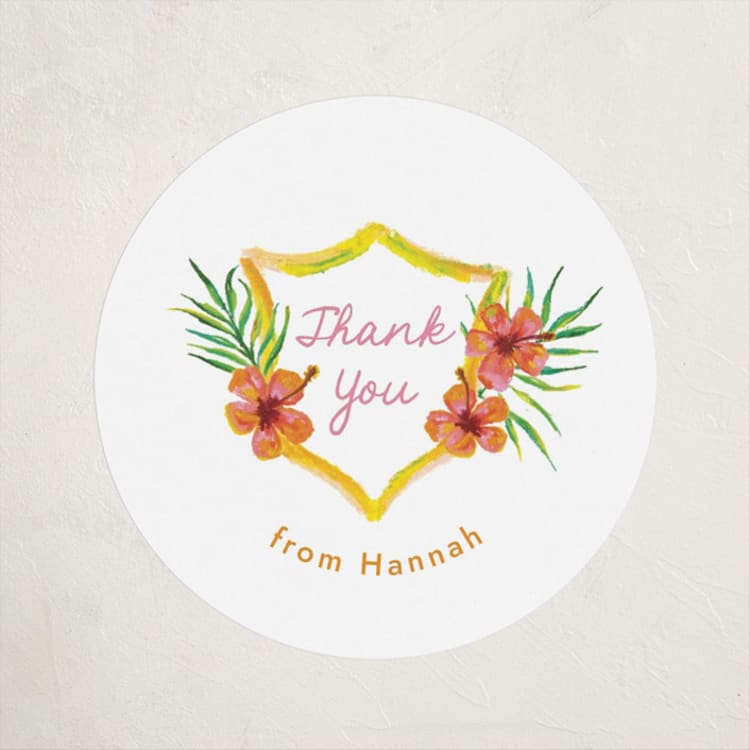 "Beach Club" - Children's Birthday Party Stickers in Lemon by Claudia Orengo - Front