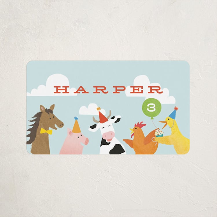 "farm animal friends" - Children's Birthday Party Stickers in Robin’s Egg by Jennifer Wick - Front