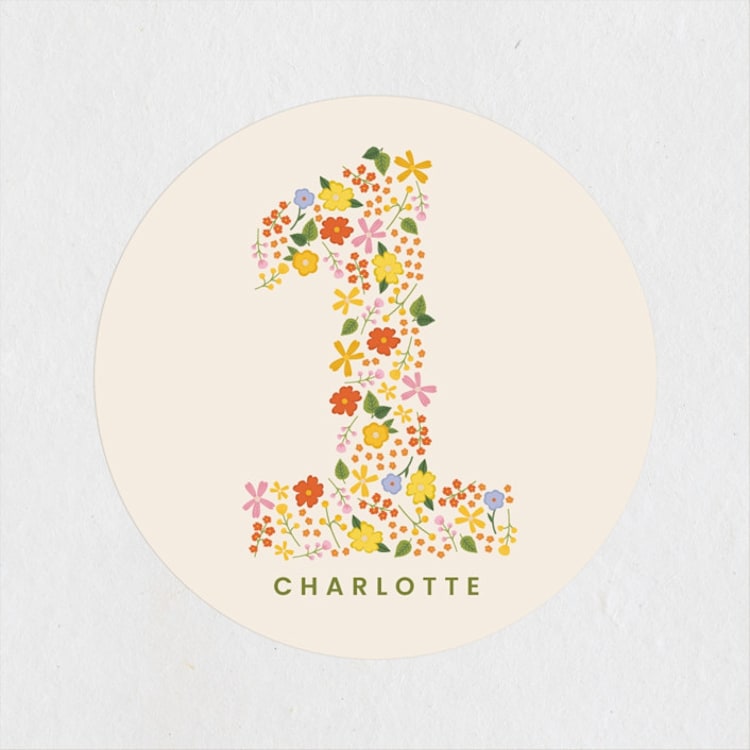 "little wildflower" - Children's Birthday Party Stickers in Vibrant by Ellen Schlegelmilch - Front