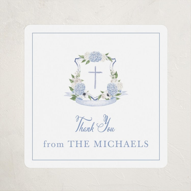 "Sweethearts" - Children's Birthday Party Stickers in Periwinkle by Design Lotus - Front