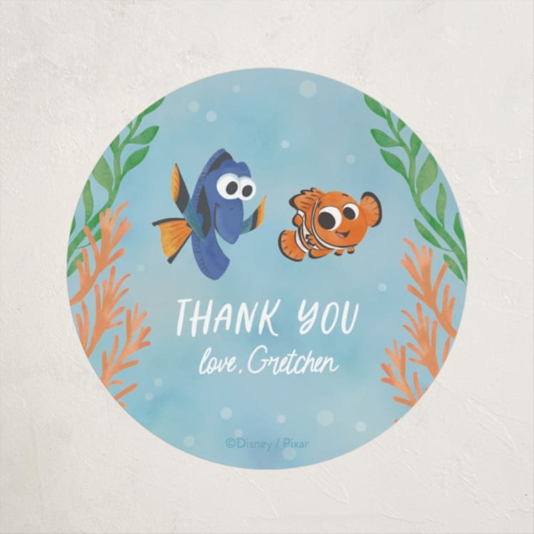 "Disney and Pixar’s Finding Nemo’s One-der the Sea Party" - Children's Birthday Party Stickers in Aqua by Creo Study - Front