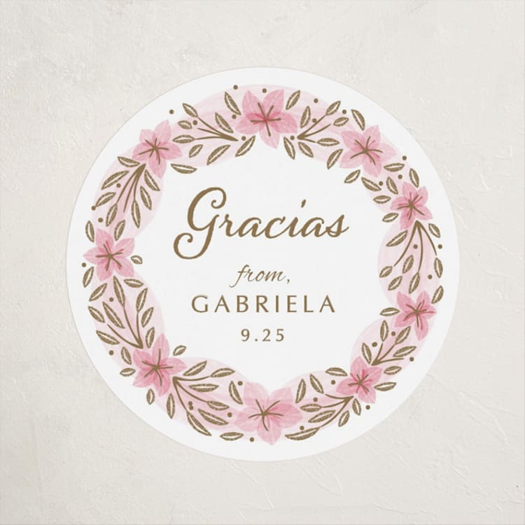 "Quinceañera Party Dress" - Children's Birthday Party Stickers in Rosado by Paper Sun Studio - Front
