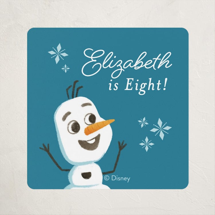 "Disney Frozen Snow Sparkles" - Children's Birthday Party Stickers in Frosty by curiouszhi - Front