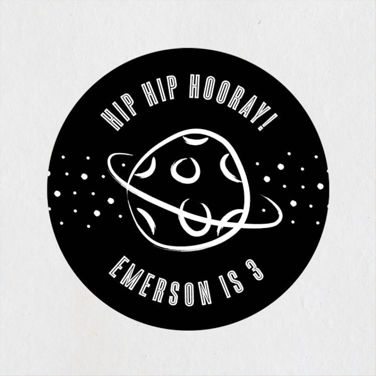 "Cosmic Doodles" - Children's Birthday Party Stickers in Ivory by Lehan Veenker - Front