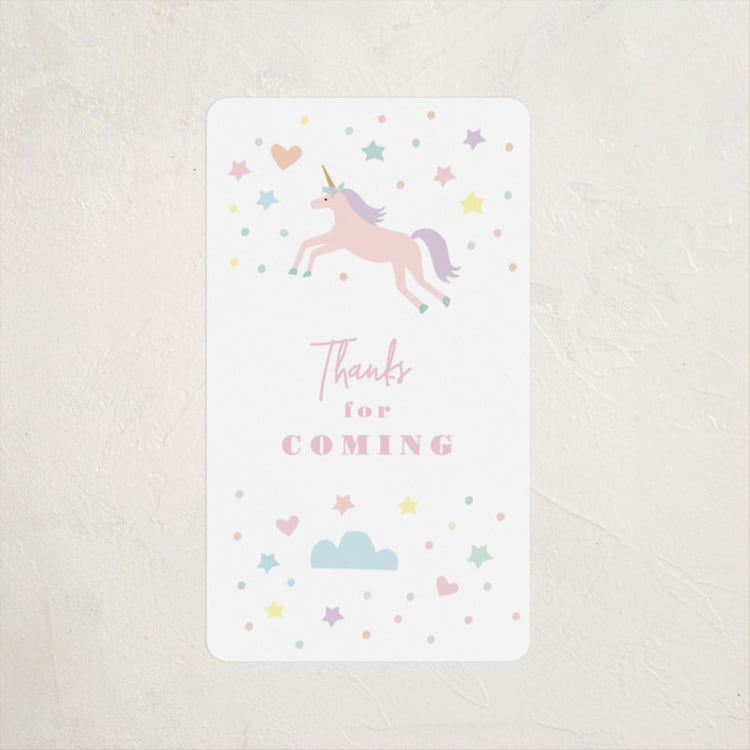 "Unicorn Dreams" - Children's Birthday Party Stickers in Bubblegum by Jennifer Wick - Front