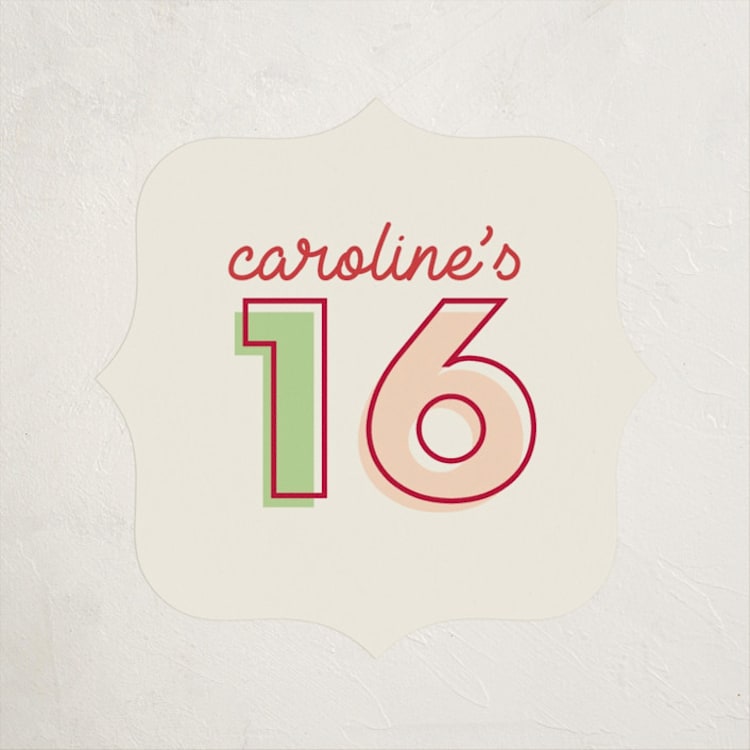 "Bold Type" - Children's Birthday Party Stickers in Cranberry by Baumbirdy - Front