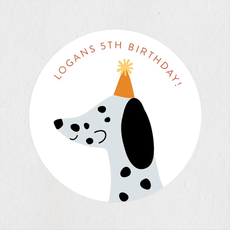 "Sound The Alarm!" - Children's Birthday Party Stickers in Dalmatian by Angela Thompson - Front
