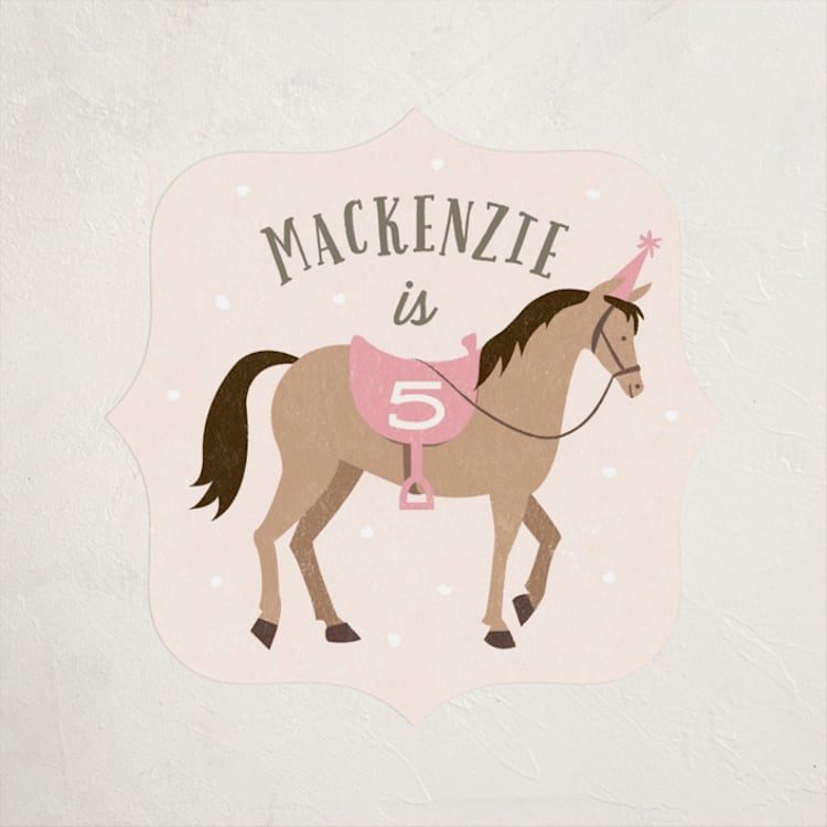 "Saddle Up" - Children's Birthday Party Stickers in Rose by Karidy Walker - Front