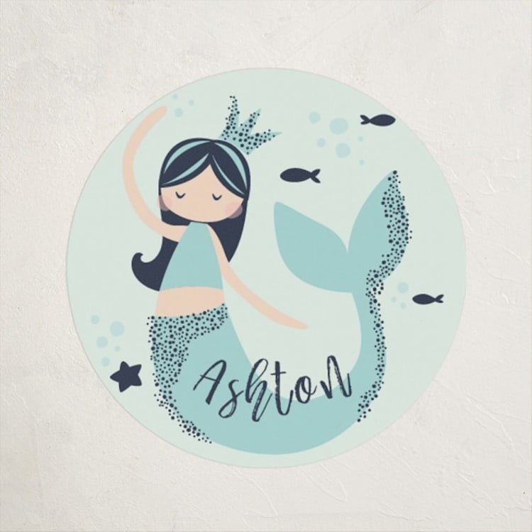 "glitter mermaid" - Children's Birthday Party Stickers in Deep Sea by peetie design - Front