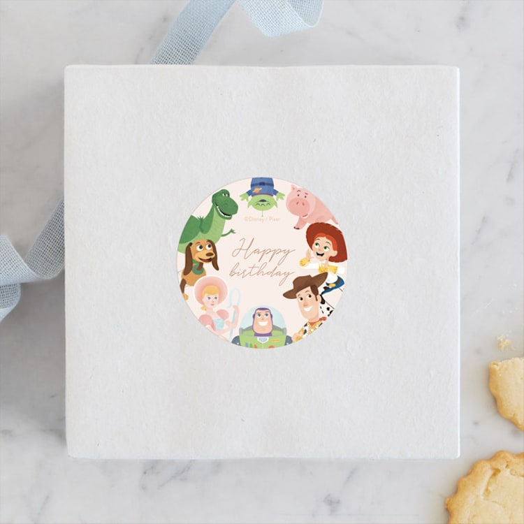 "Disney's and Pixar Toy Story Friends" - Children's Birthday Party Stickers in Taupe by Sabrin Deirani - Front