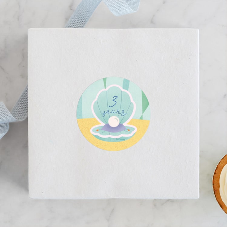 "Disney's Ariel Under The Sea" - Children's Birthday Party Stickers in Aquamarine by Sabrin Deirani - Front