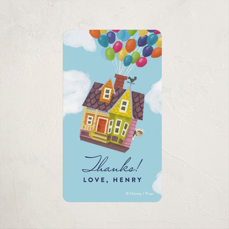 "Disney and Pixar's Adventure is Out There!" - Children's Birthday Party Stickers in Sky by Brooke Chandler - Front