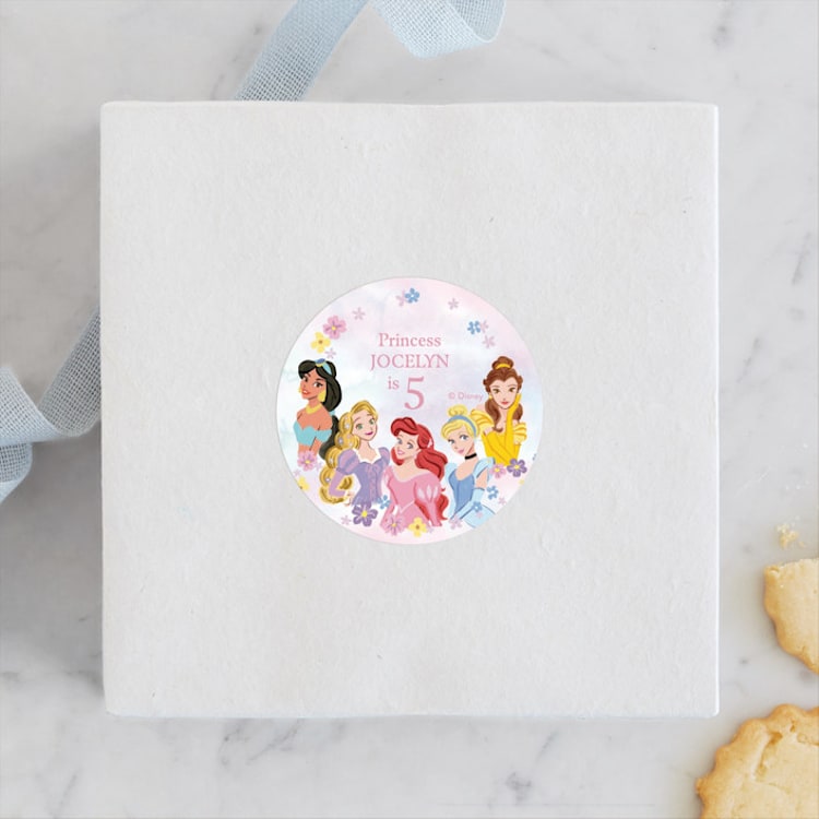 "Disney's Princess Portrait" - Children's Birthday Party Stickers in Cotton Candy by Cass Loh - Front
