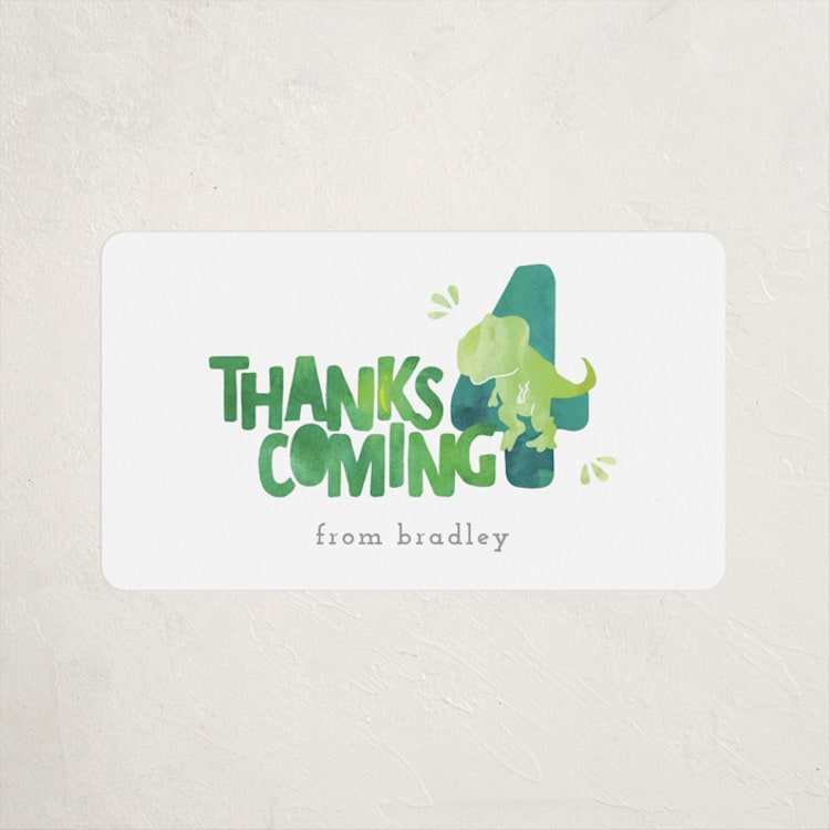 "Dino Party" - Children's Birthday Party Stickers in Lime by Cindy Denning - Front