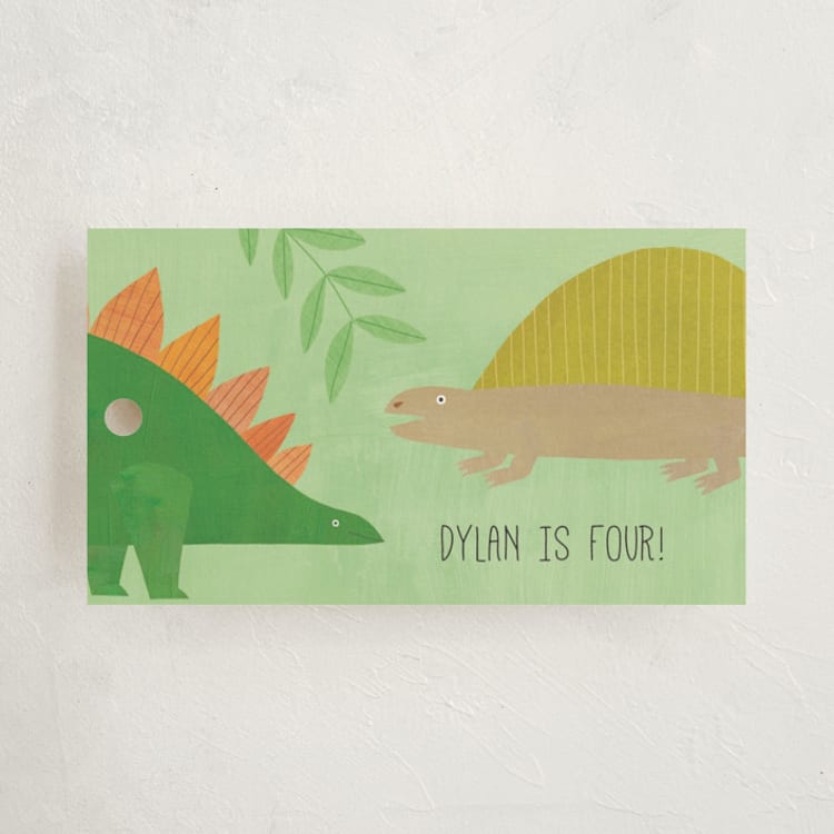 "Let's Roar DInosaur" - Children's Birthday Party Favor Tags in Forest by melanie mikecz - Front