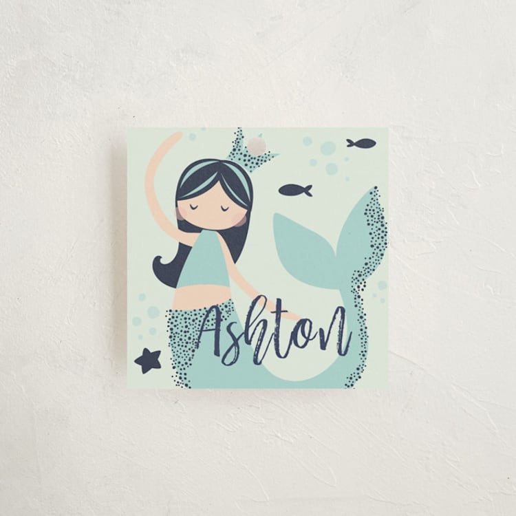 "glitter mermaid" - Children's Birthday Party Favor Tags in Deep Sea by peetie design - Front