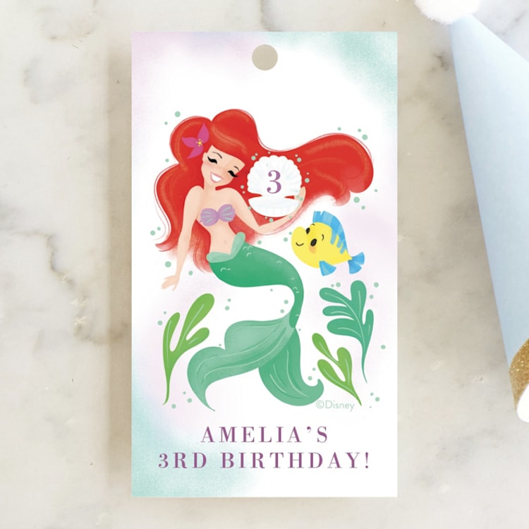 "Disney's Little Mermaid Shellebrate!" - Children's Birthday Party Favor Tags in Lilac by Itsy Belle Studio - Front